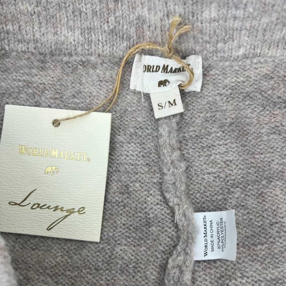 World Market Lounge Casual Pants Oatmeal Cream Drawstring Waist Size S/M NWT - Picture 7 of 8
